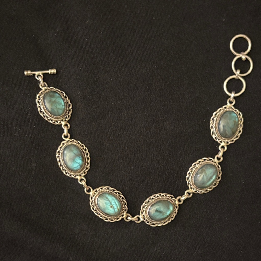 Labradorite Silver Toggle Bracelet - image 1